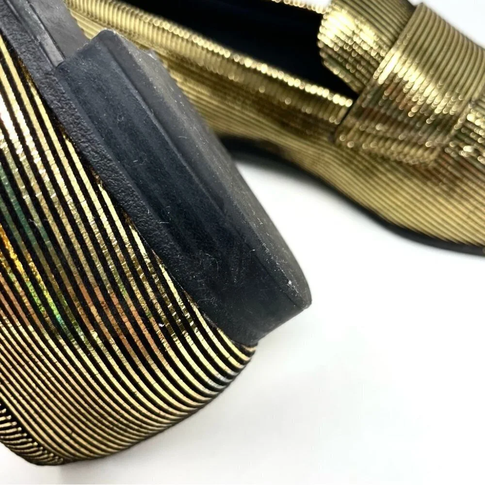 Charles and Keith Black and Gold Metallic Bar Strap Loafer Size 36/ 6 - Picture 10 of 11